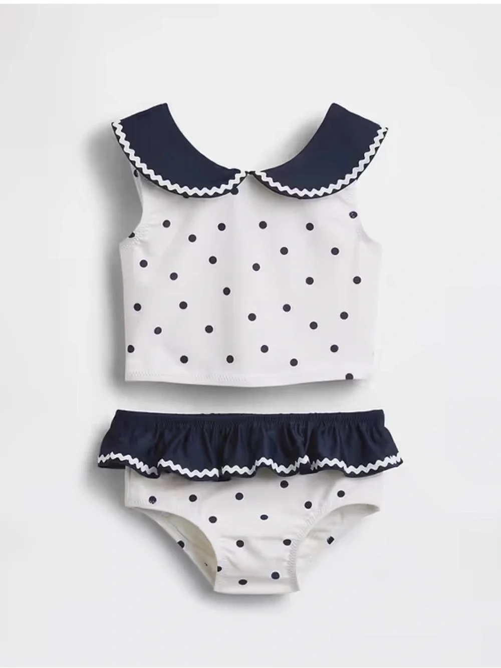 GAP White and Navy Polka Dot Two-Piece Swim Set